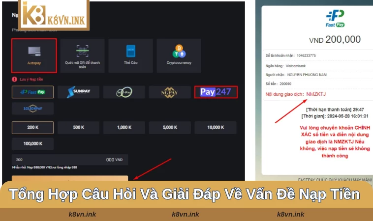 Các giao dịch thanh toán tại sân chơi không yêu cầu hội viên phải trả phí